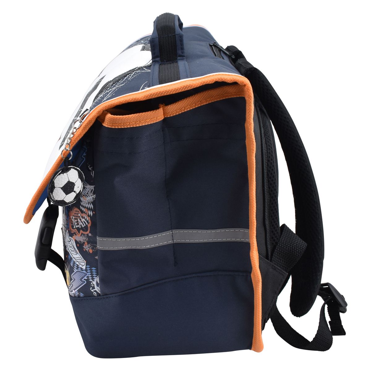 AUCHAN Cartable 36 cm polyester bleu foncé FOOTBALL STREET CODE