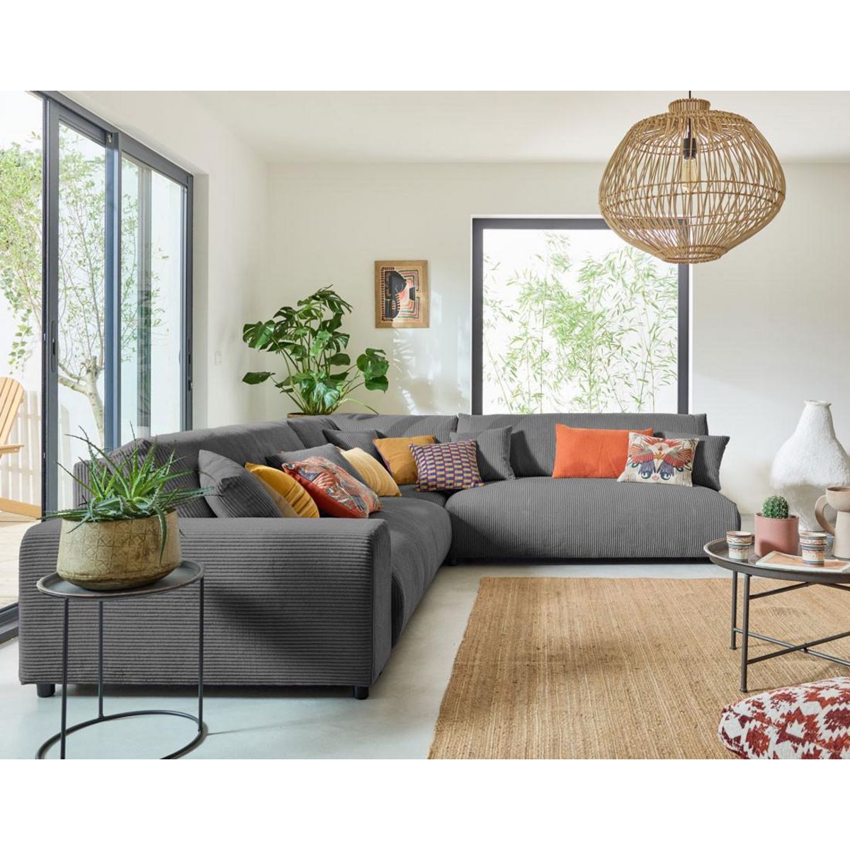 LISA DESIGN Garance - module d'assise 2 places sans accoudoirs - en velours côtelé