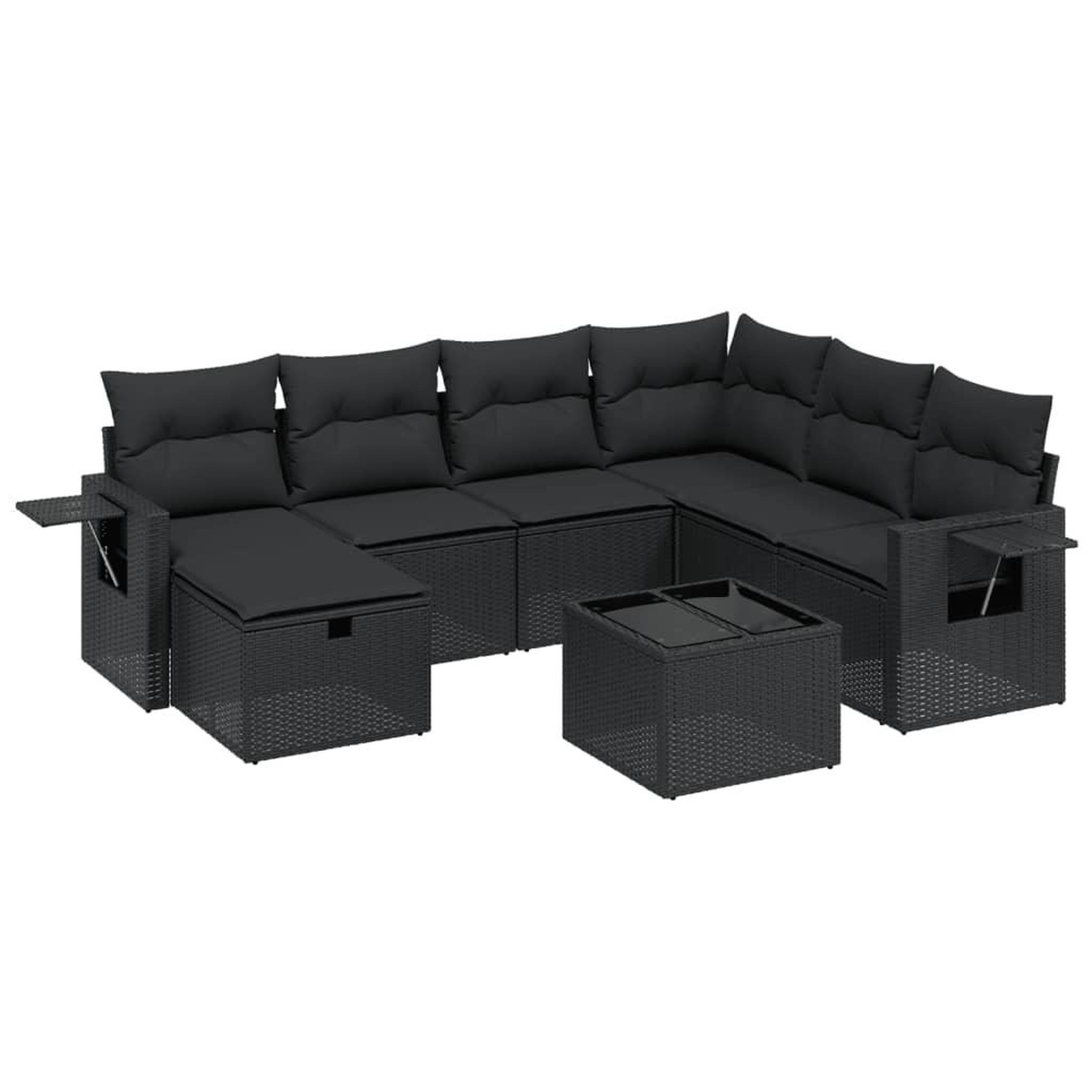 Voir la diapositive 2 : VIDAXL Salon de jardin 8 pcs avec coussins noir resine tressee