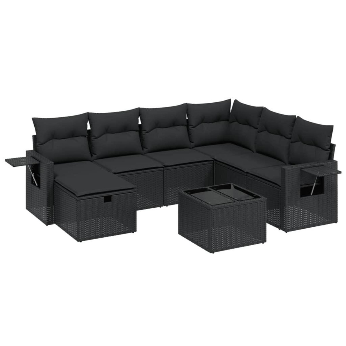 VIDAXL Salon de jardin 8 pcs avec coussins noir resine tressee