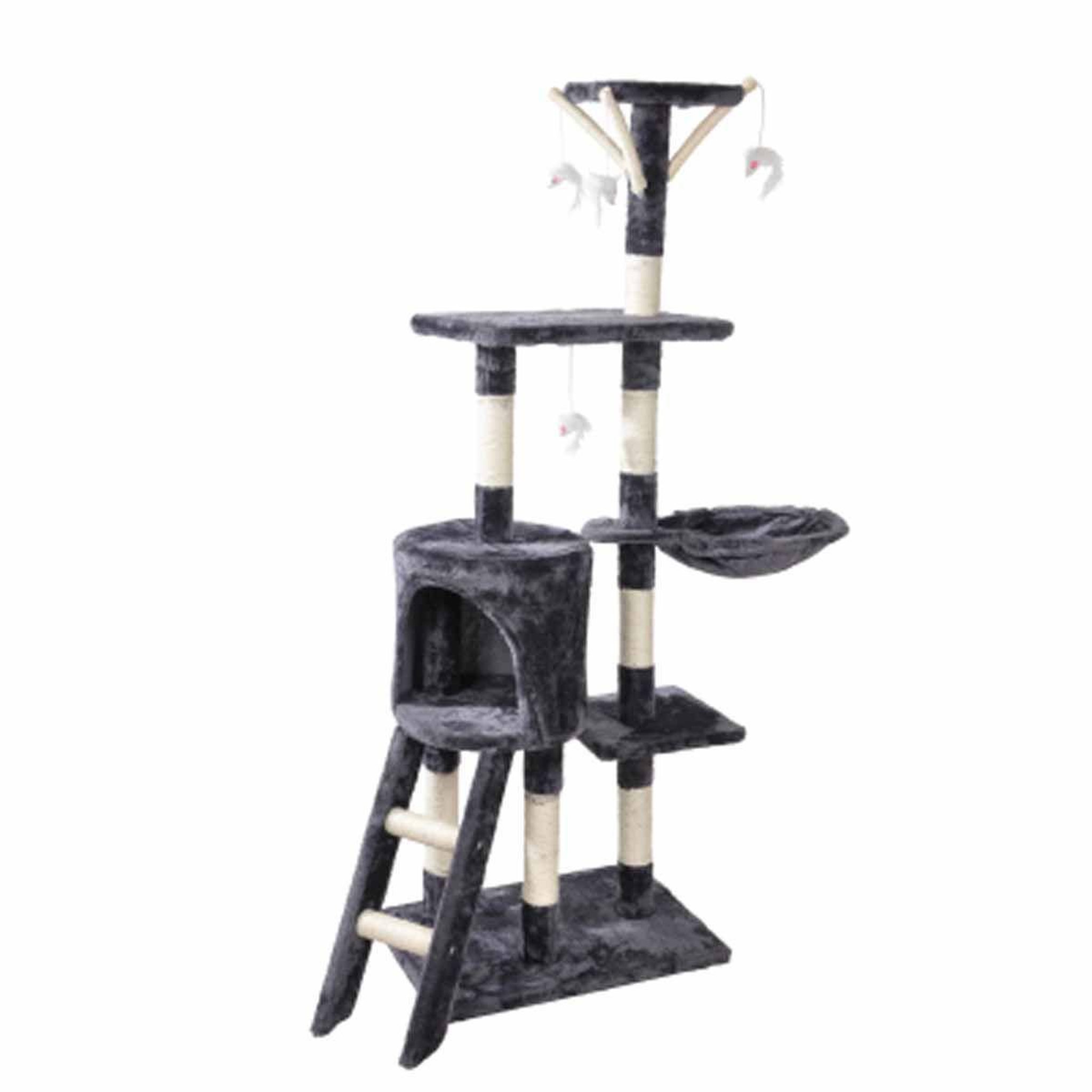 LOVE STORY Arbre à chat avec jouets  4 plateformes  138cm gris