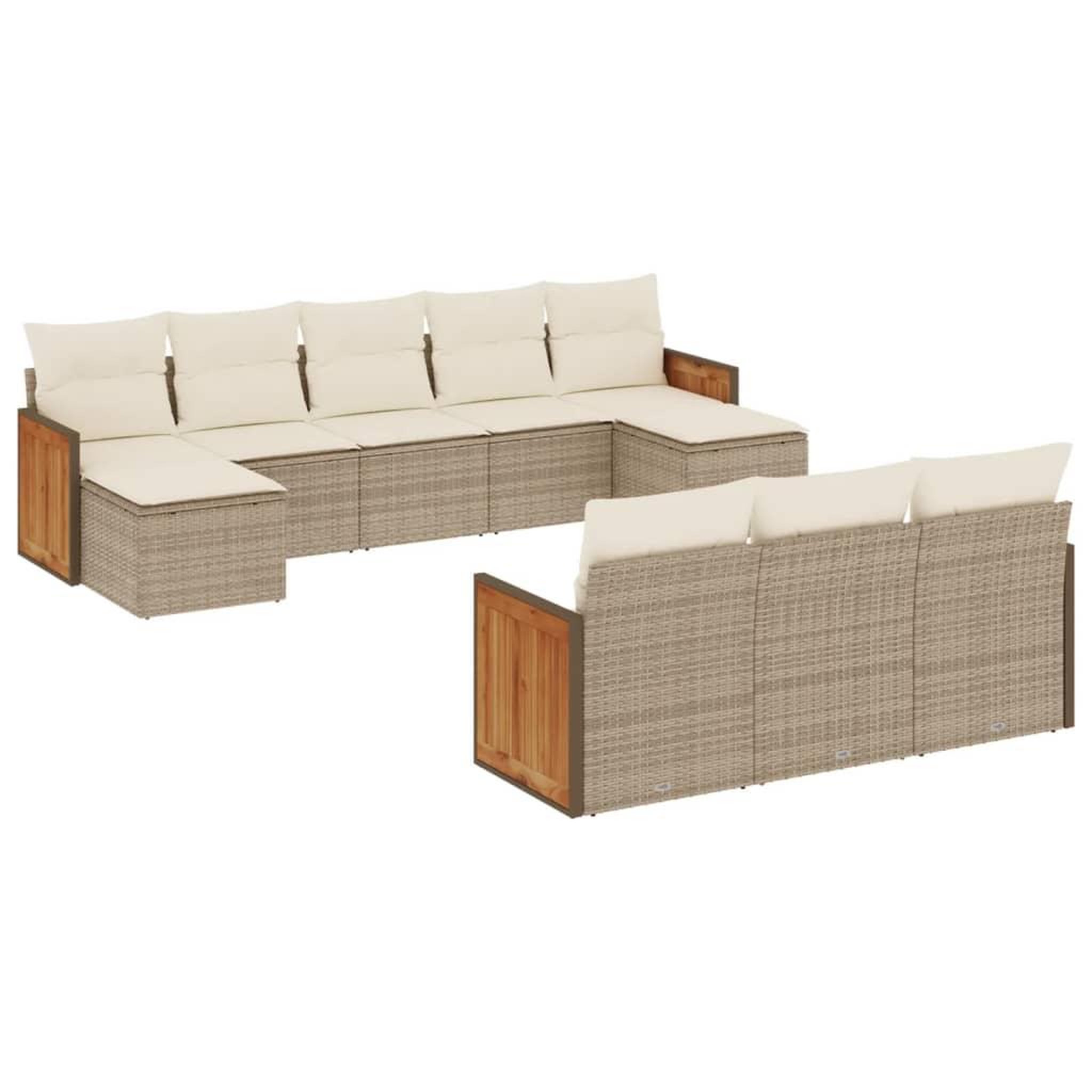 Voir la diapositive 2 : VIDAXL Salon de jardin avec coussins 10 pcs beige resine tressee