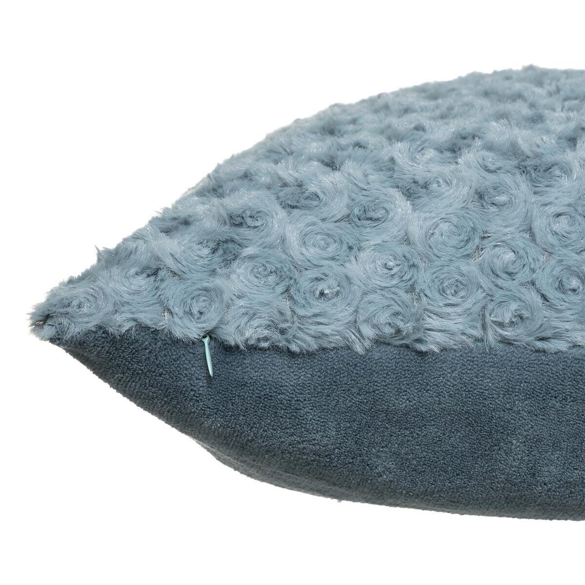 Voir la diapositive 3 : ATMOSPHERA Coussin imitation fourrure  bouclée  45x45cm bleu orage