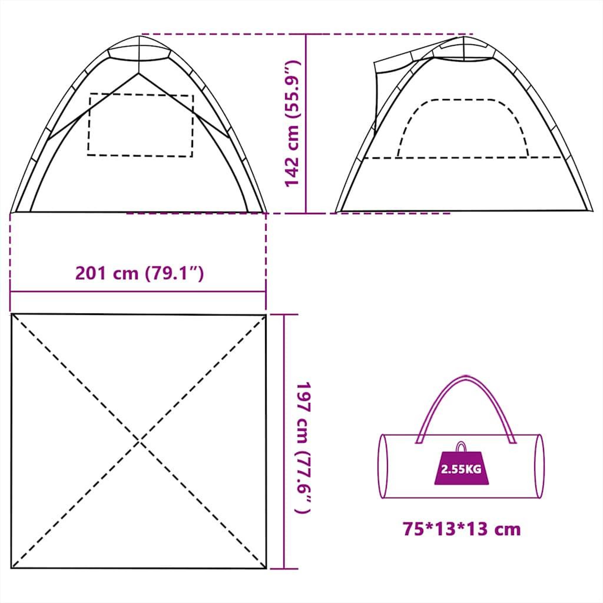 Voir la diapositive 6 : VIDAXL Tente de plage 3 personnes gris liberation rapide impermeable