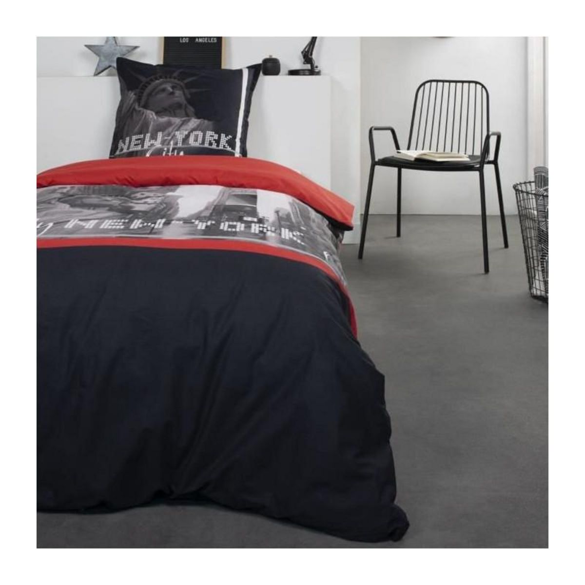 Today TODAY Clem Parure de lit Coton 1 personne - 140 x 200 cm - Imprime Rouge