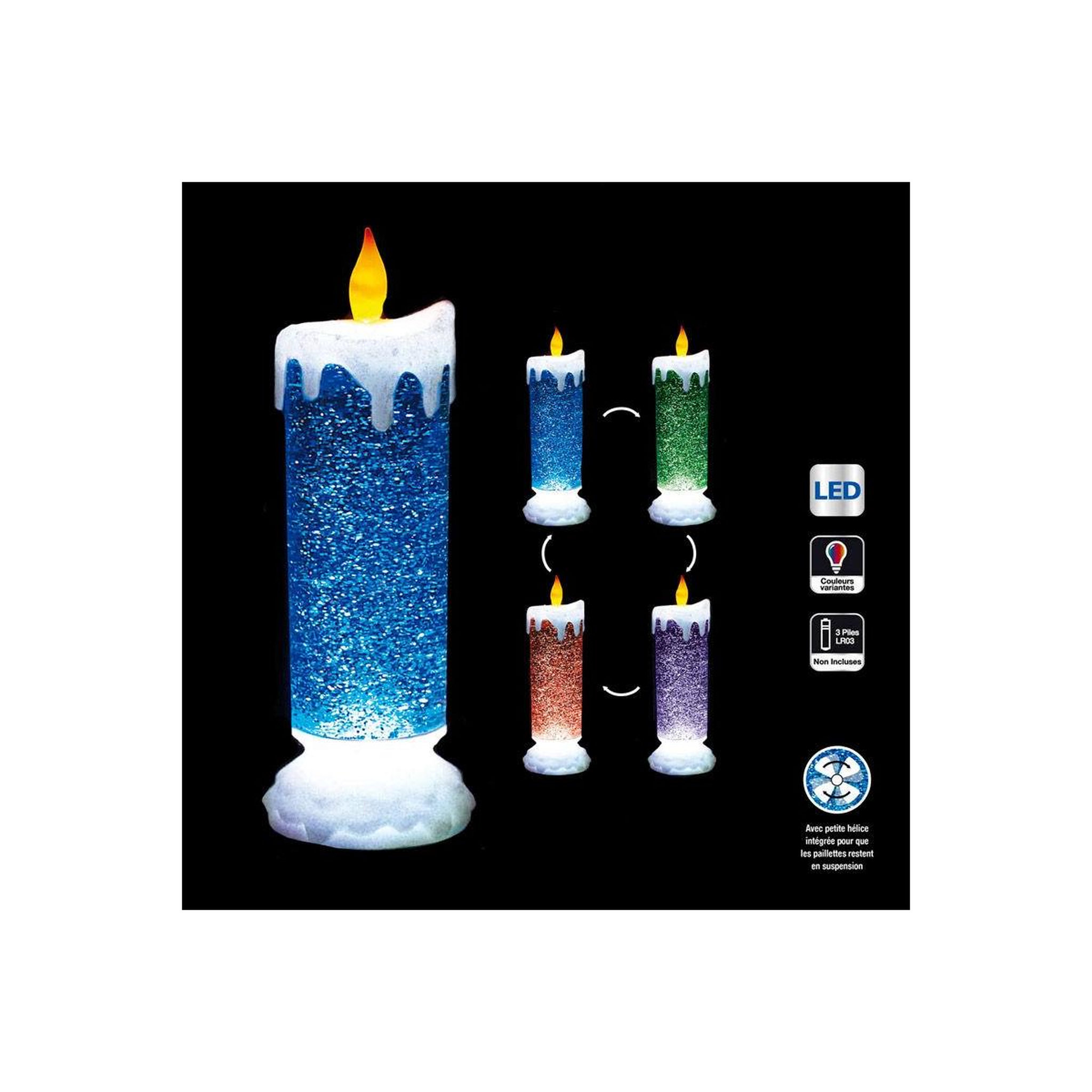 Voir la diapositive 1 : FEERIC LIGHT & CHRISTMAS Bougie Lumineuse Led  Colorama  24cm Multicolore