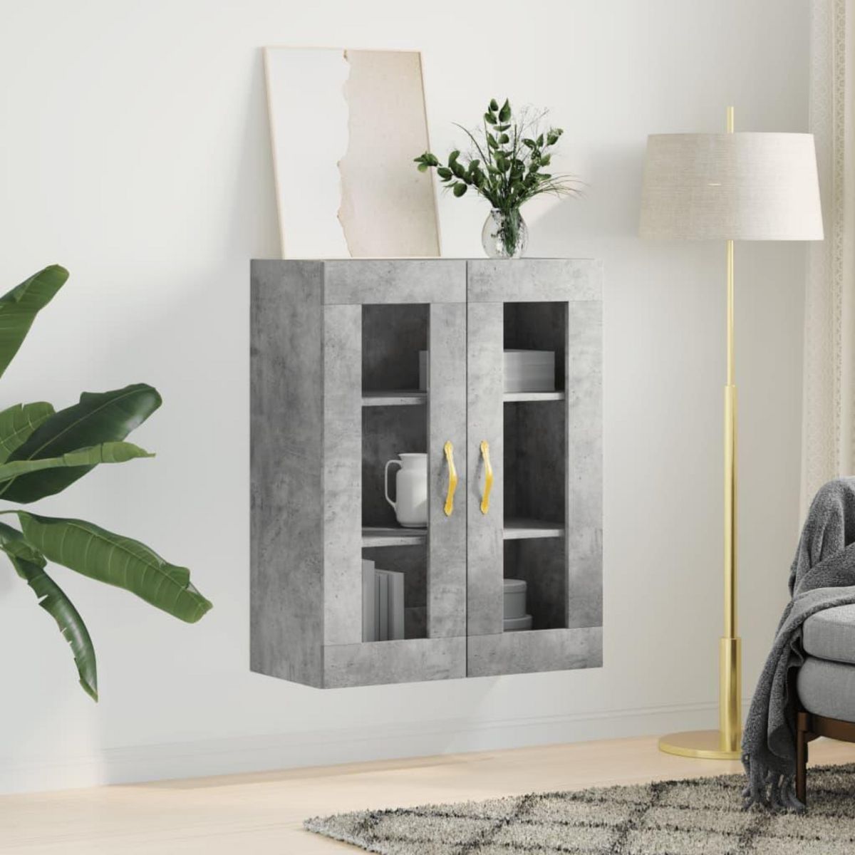 VIDAXL Armoire murale gris beton 69,5x34x90 cm