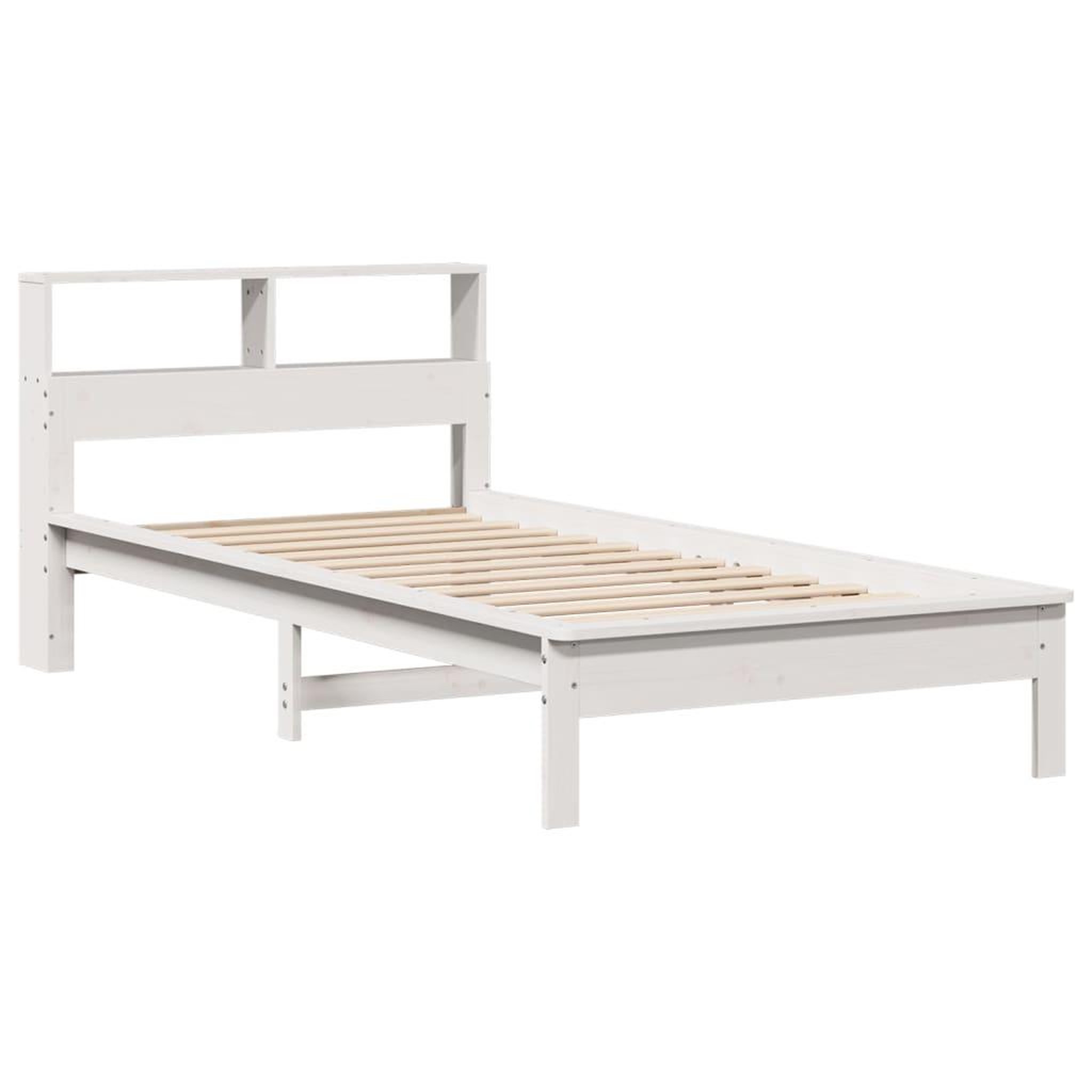 Voir la diapositive 3 : VIDAXL Lit bibliotheque sans matelas blanc 100x200 cm bois pin massif