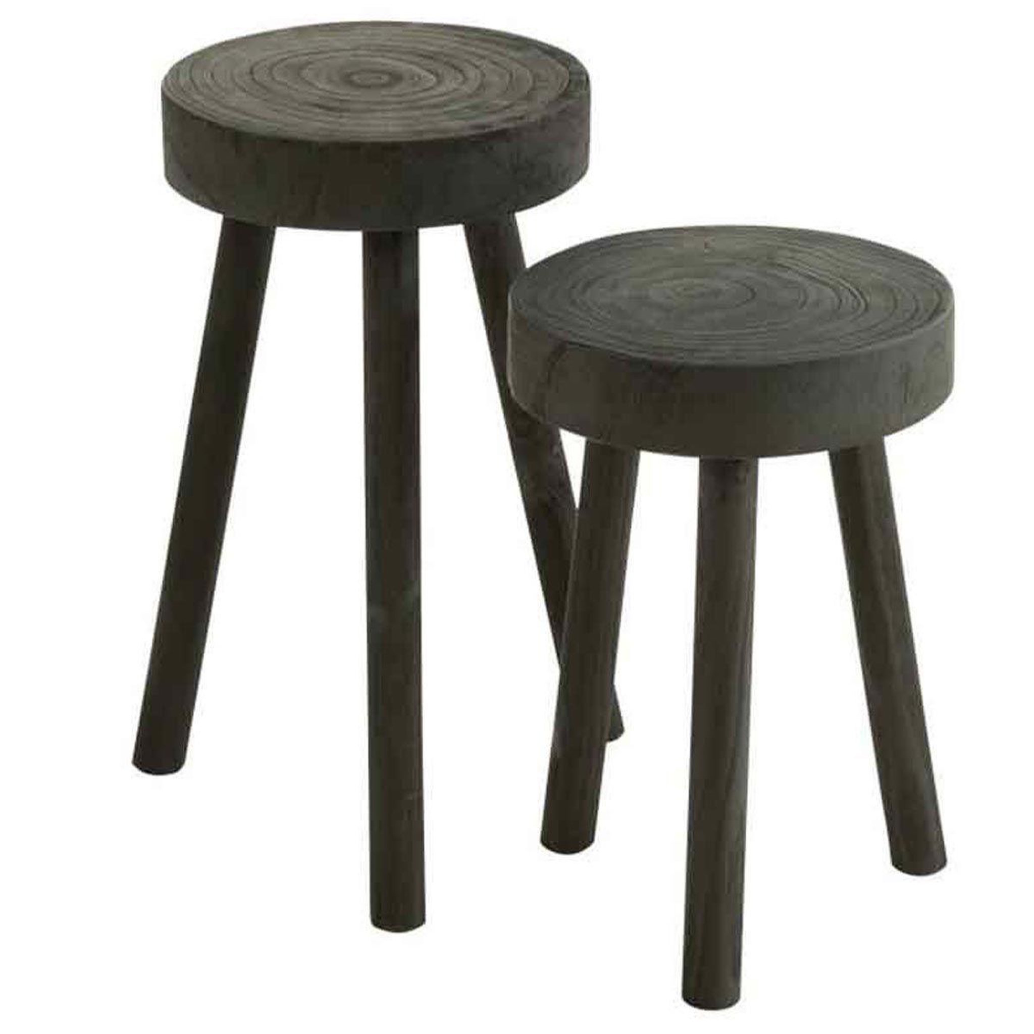 J-LINE Lot de 2 tabourets en bois  jenny  56cm noir