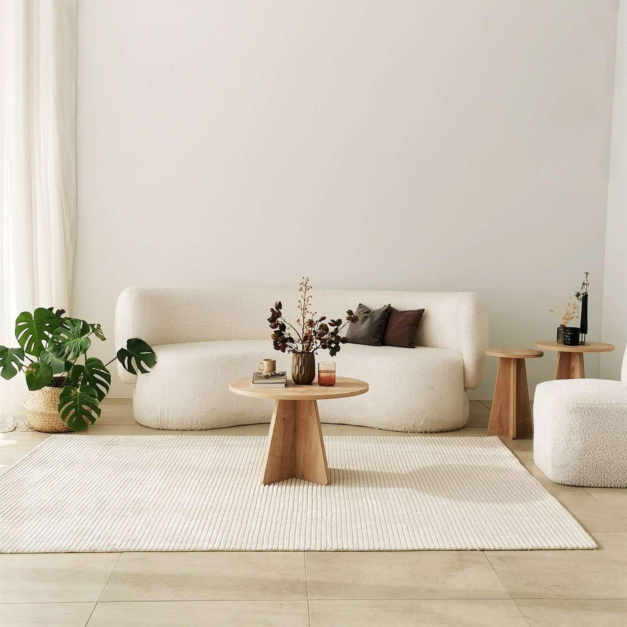 Voir la diapositive 2 : TOILINUX Table basse ronde valence en bois - beige