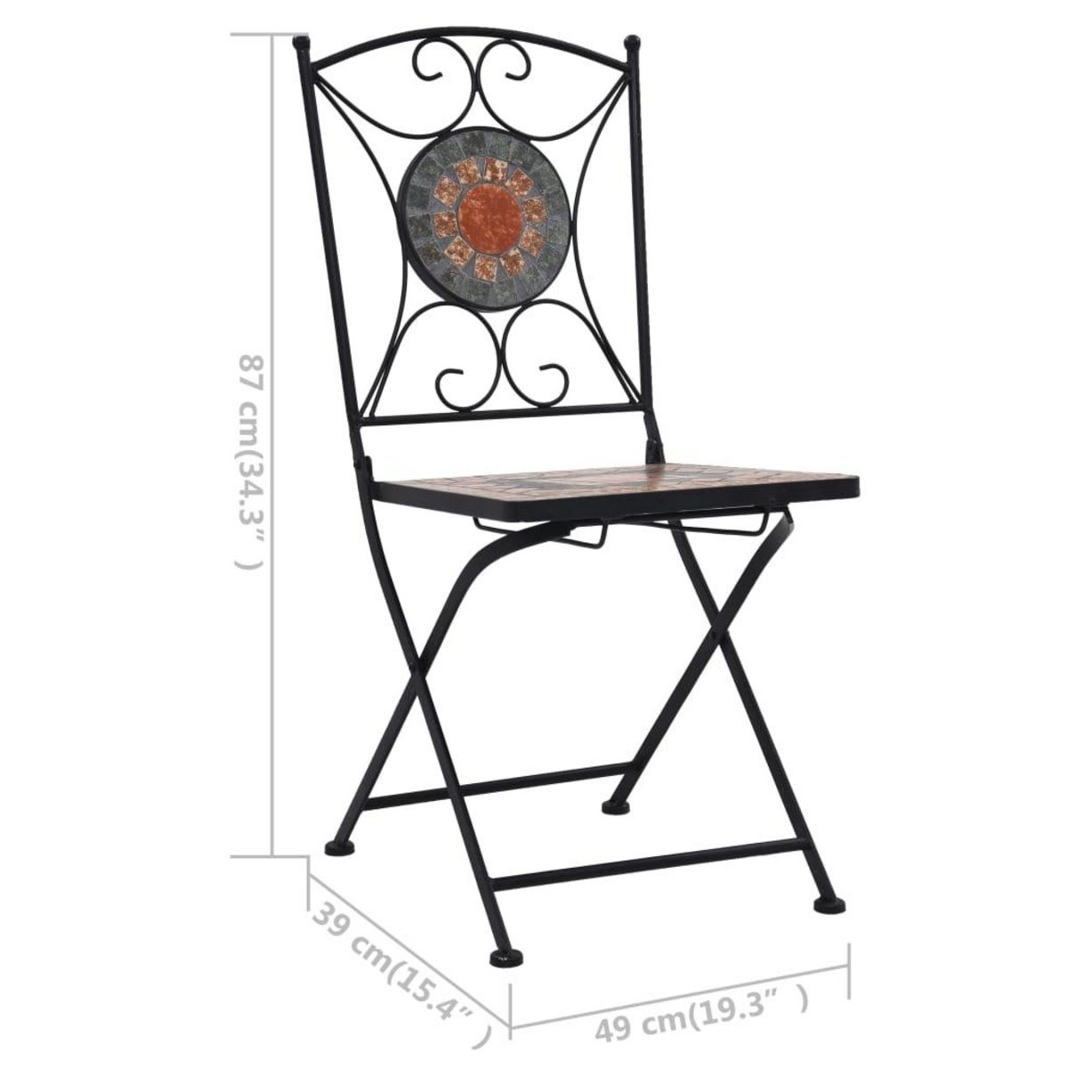 VIDAXL Chaises de bistrot mosaïque lot de 2 Orange et gris