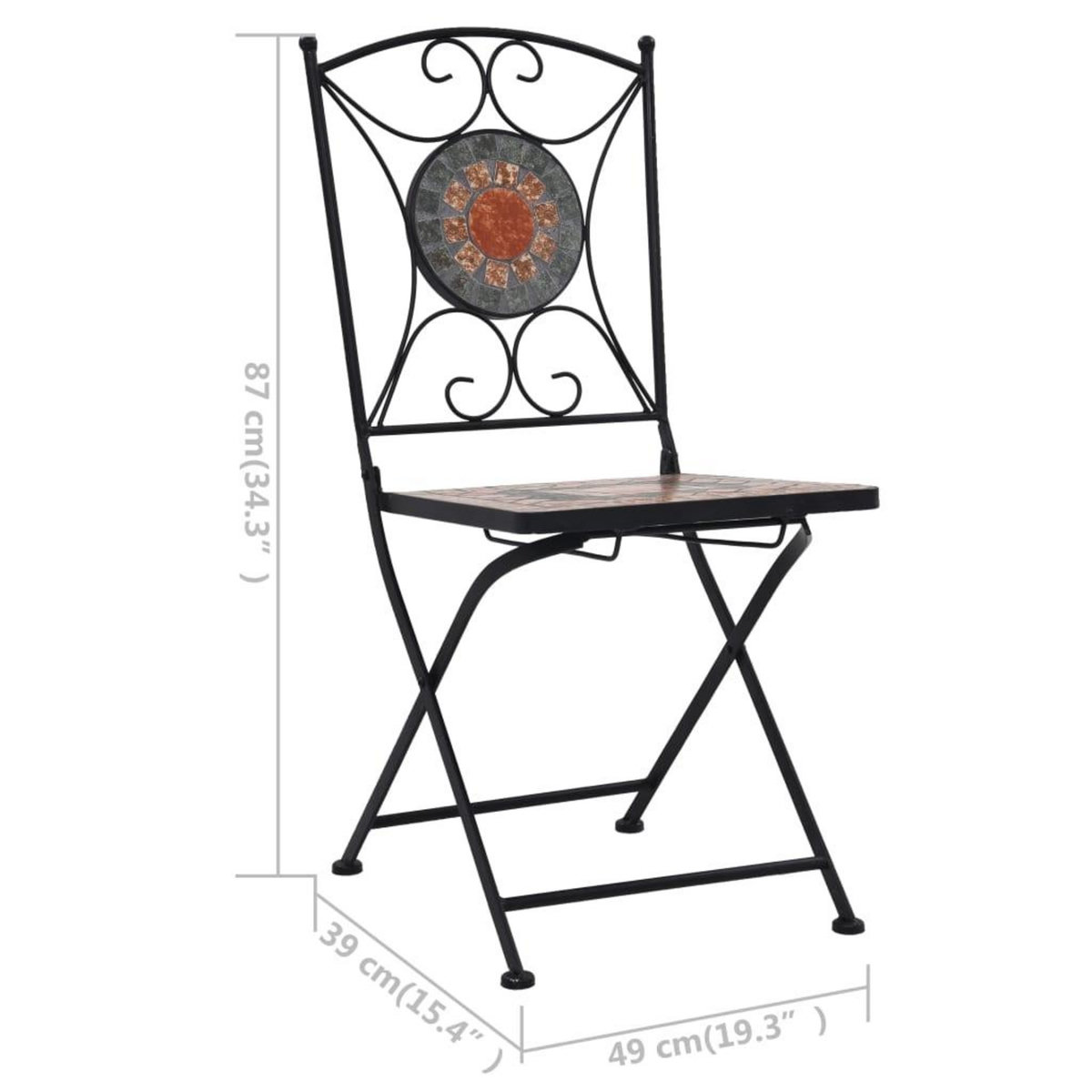 VIDAXL Chaises de bistrot mosaïque lot de 2 Orange et gris