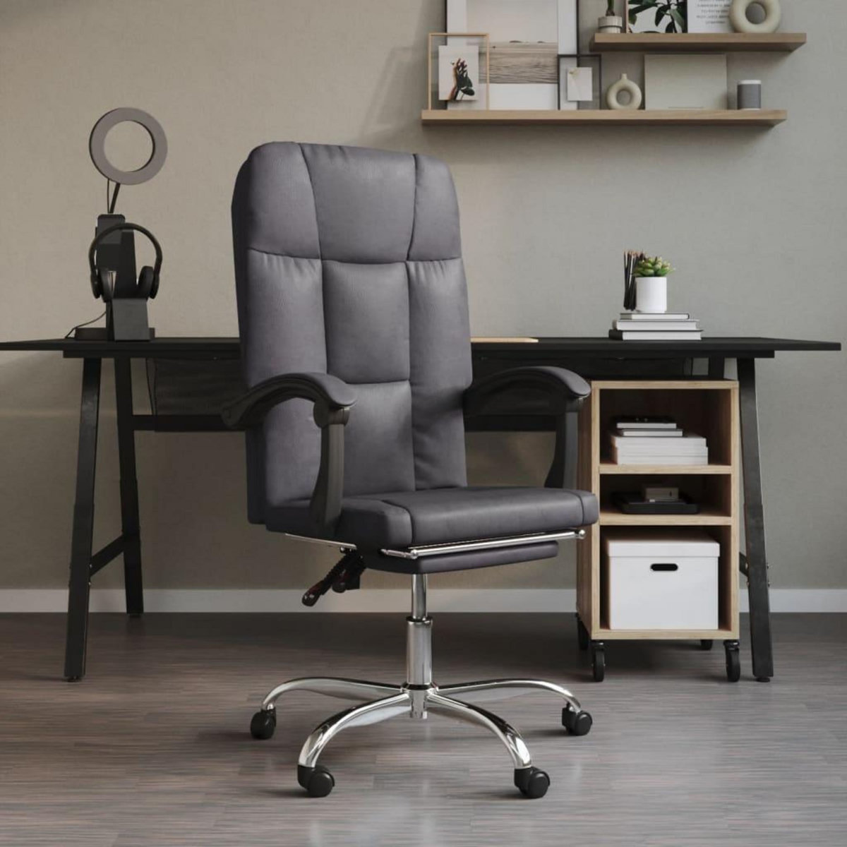 VIDAXL Fauteuil inclinable de bureau Gris Similicuir