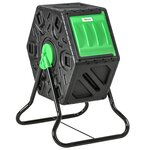 OUTSUNNY Composteur de jardin 65L - bac à compost pour déchets - rotatif 360° - acier PP noir vert