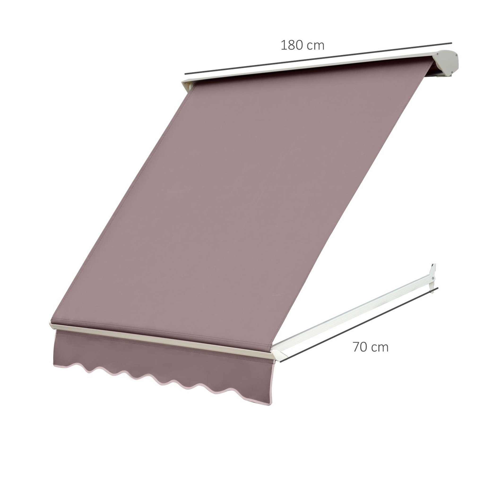 Voir la diapositive 3 : OUTSUNNY Store banne manuel inclinaison réglable aluminium polyester imperméabilisé 70L x 180l cm taupe clair