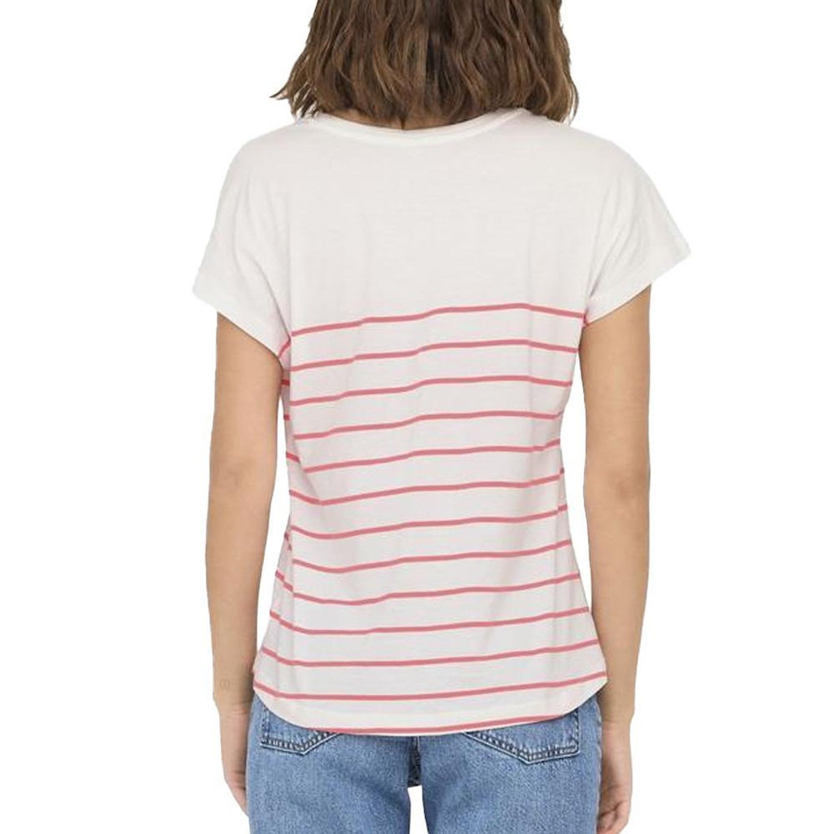 Only T-Shirt Blanc/Rose Femme Only Emily