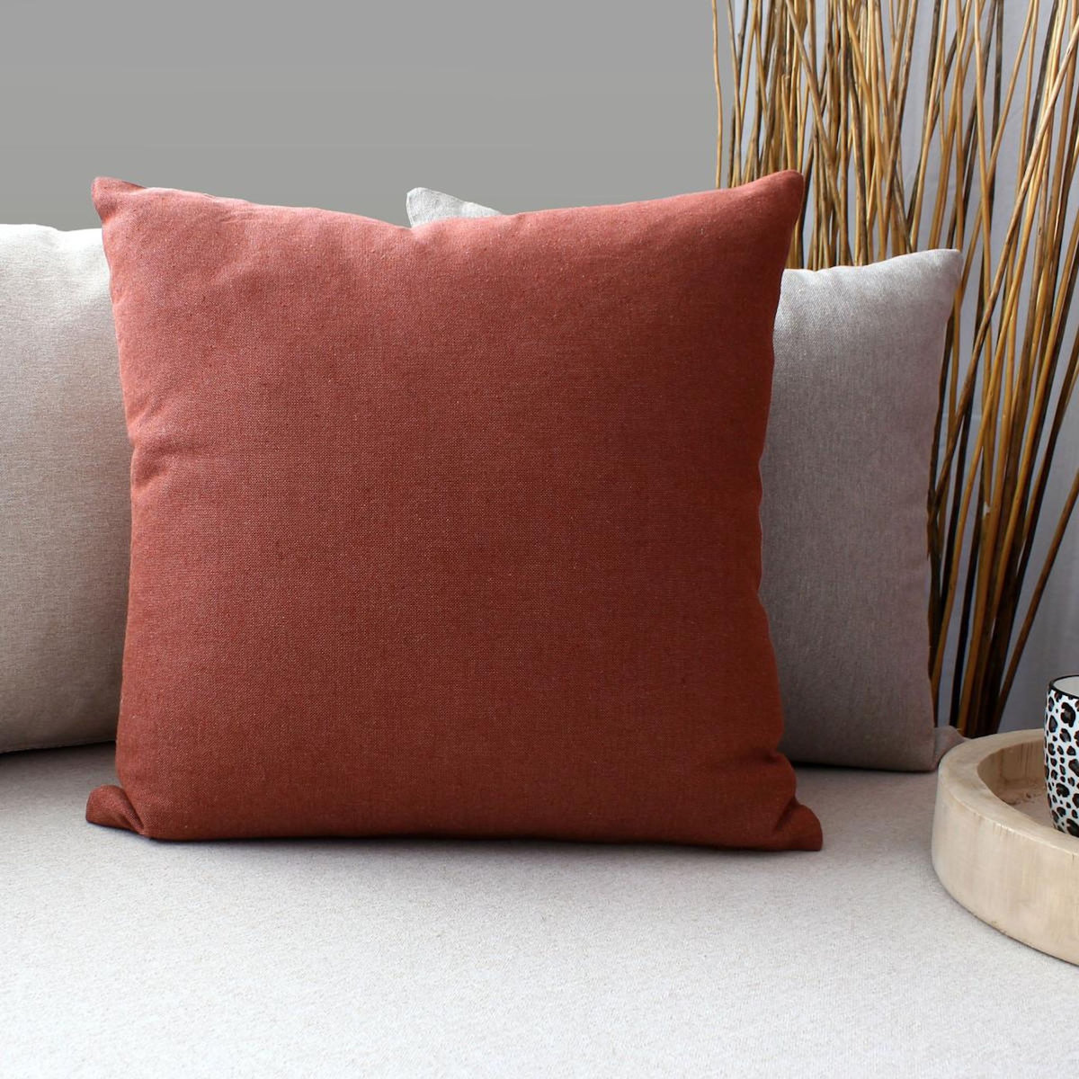 Paris Prix Coussin Déco Uni  Cambria  40x40cm Terracotta