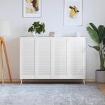 VIDAXL Portes d armoire à persiennes 4pcs blanc 99,3x39,4cm pin massif