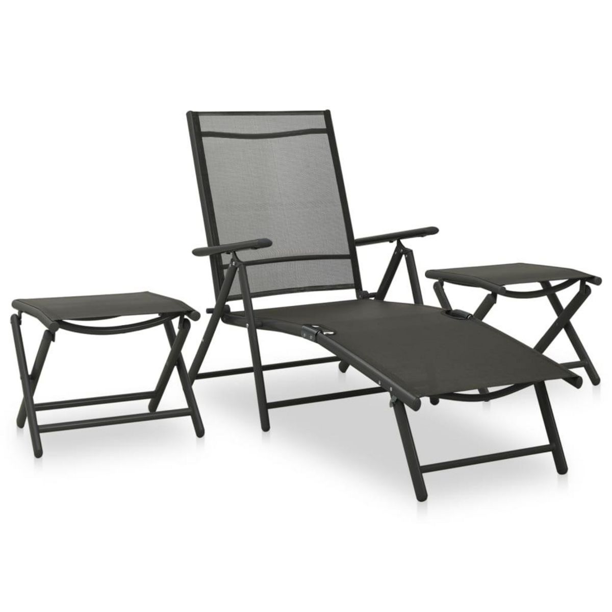 VIDAXL Ensemble a manger de jardin 10 pcs noir et anthracite