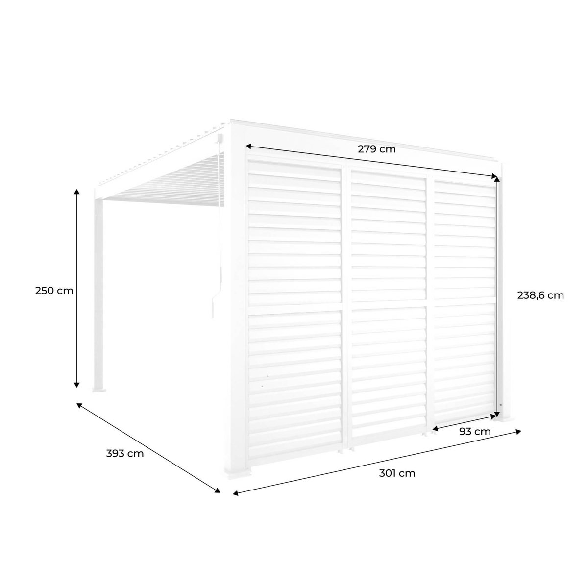 SWEEEK Pergola bioclimatique aluminium 4x3m + 3 persiennes 100cm lames orientables Triomphe