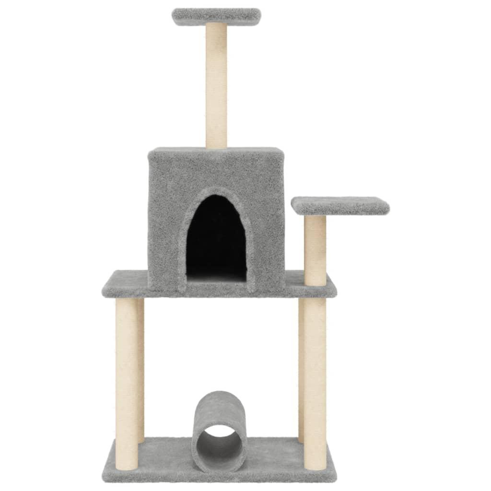 Voir la diapositive 4 : VIDAXL Arbre a chat avec griffoirs en sisal gris clair 122 cm