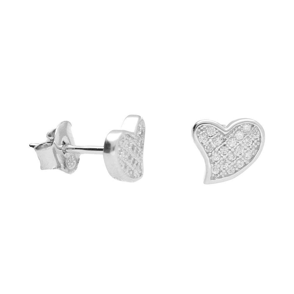 L'ATELIER D'AZUR Boucles d'Oreilles Argent 925/000 Rhodié - Coeur Pavé de Zirconiums