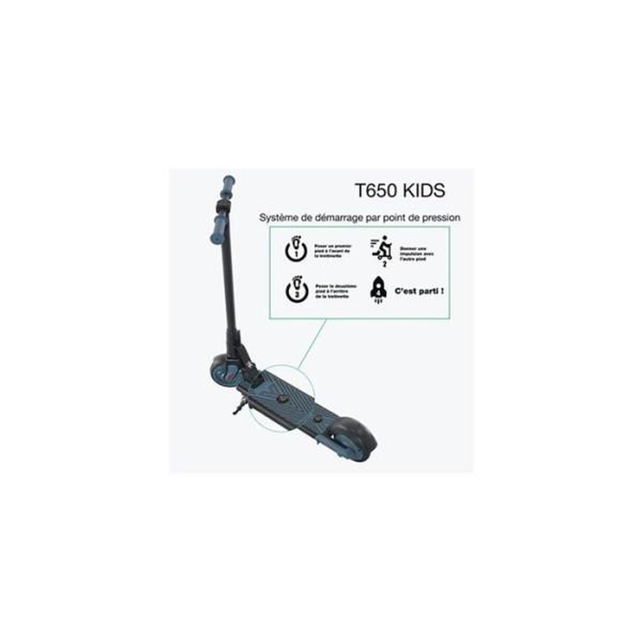 Voir la diapositive 2 : WISPEED Trottinette électrique enfant Wispeed T650 Kids 150 W Bleu et noir