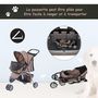 Voir la diapositive 3 : PAWHUT Poussette buggy pour chien chat animaux roue avant pivotante 360 degrés marron