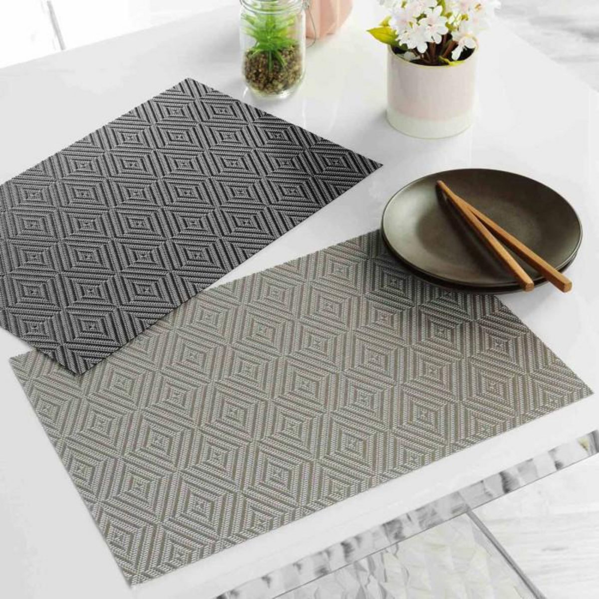 Paris Prix Set de Table  Hypnoz  30x45cm Taupe & Blanc