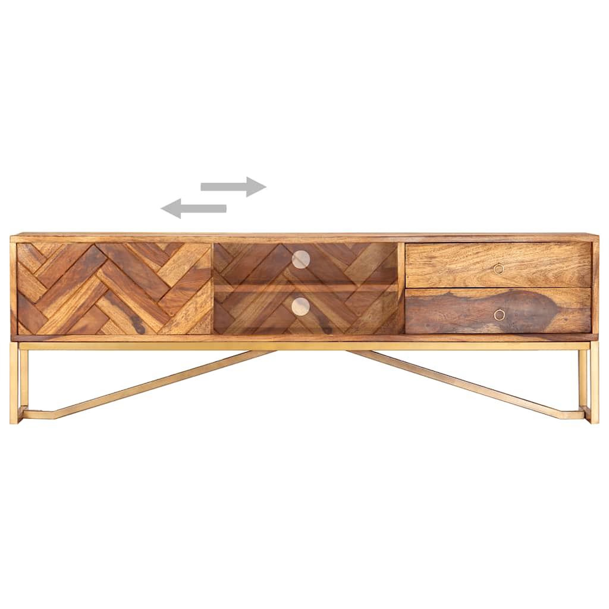 Voir la diapositive 3 : VIDAXL Meuble tv 140x30x45 cm bois de sesham massif