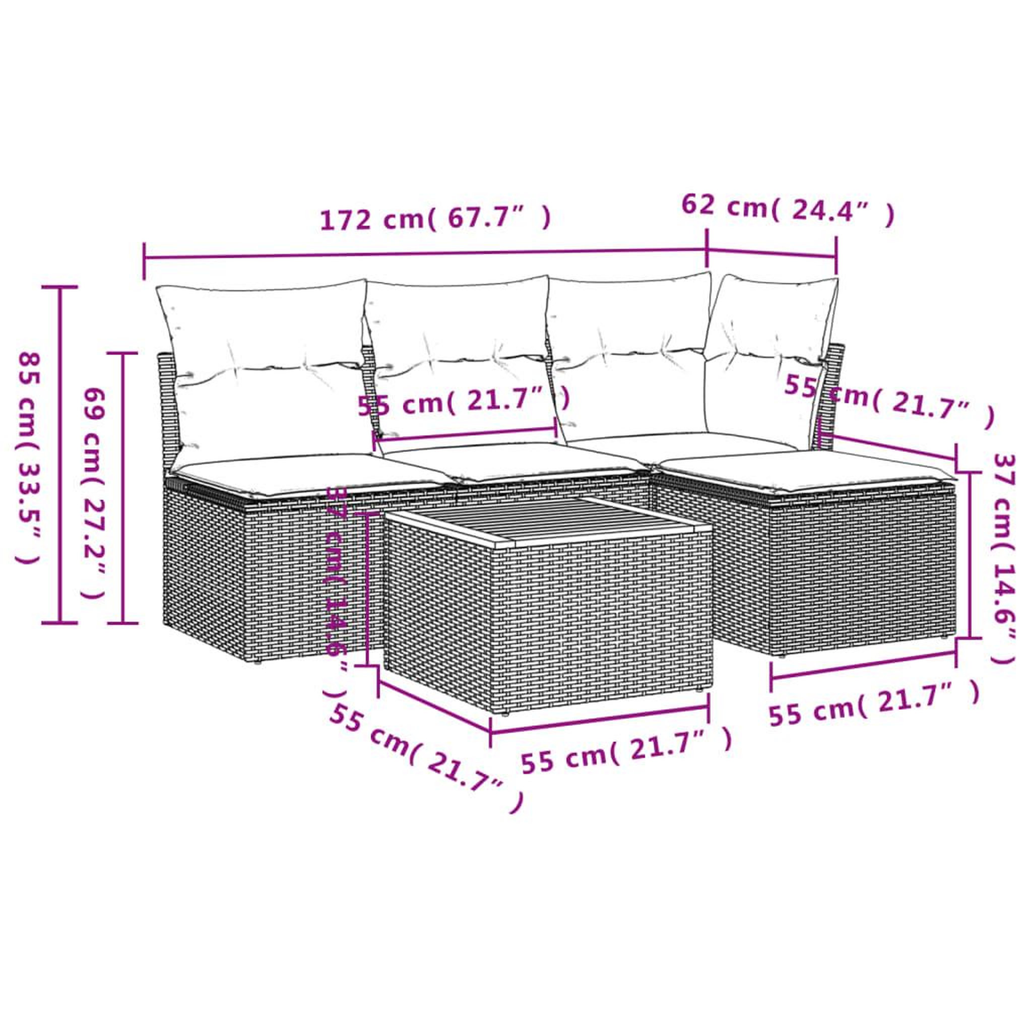 Voir la diapositive 4 : VIDAXL Salon de jardin 5 pcs avec coussins noir resine tressee