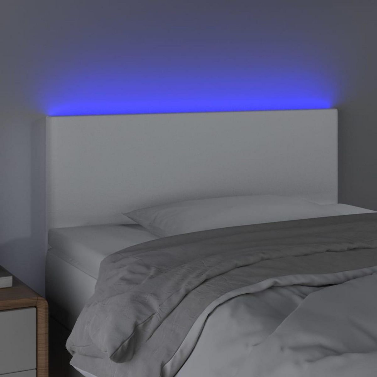 VIDAXL Tete de lit a LED Blanc 100x5x78/88 cm Similicuir