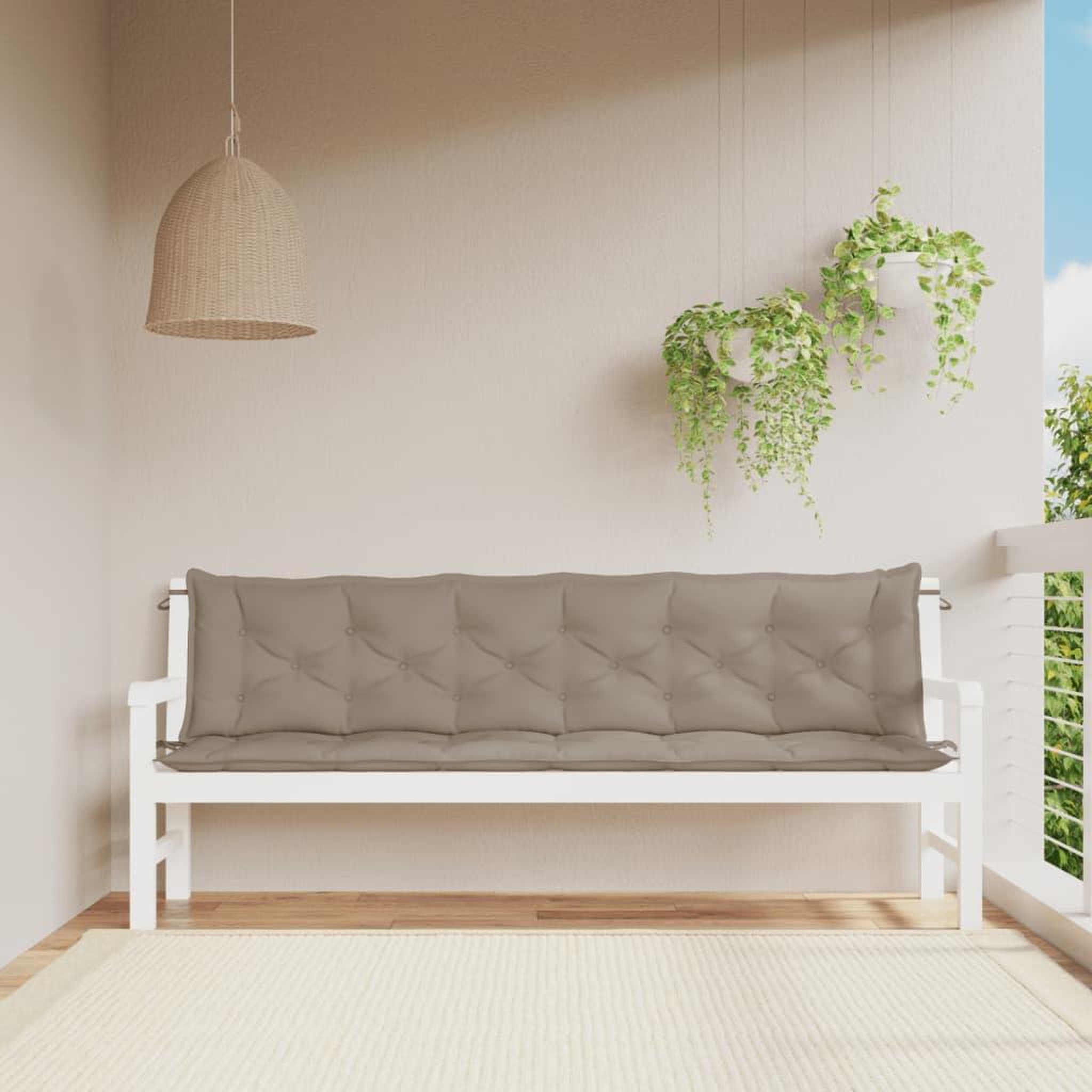 VIDAXL Coussins de banc jardin lot de 2 taupe 200x50x7 cm tissu Oxford