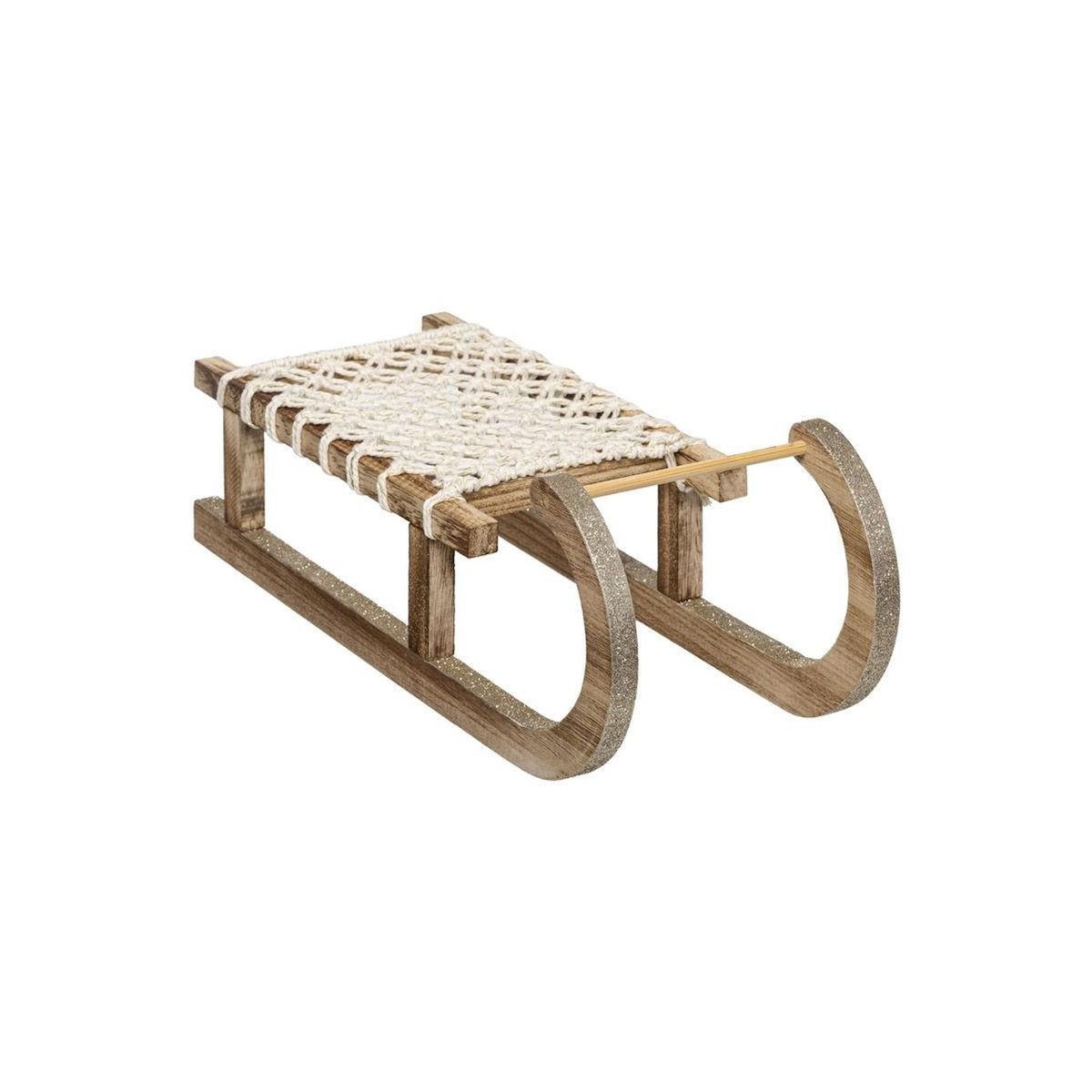 FEERIC LIGHT & CHRISTMAS Luge en Bois avec Corde  Cocon  40cm Naturel