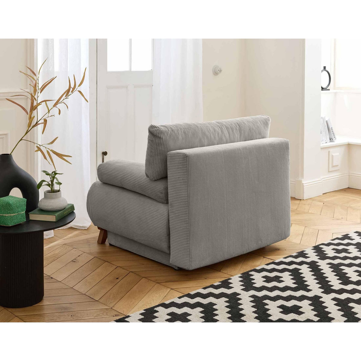 BEST MOBILIER Cristal - fauteuil - convertible avec coffre - en velours côtelé