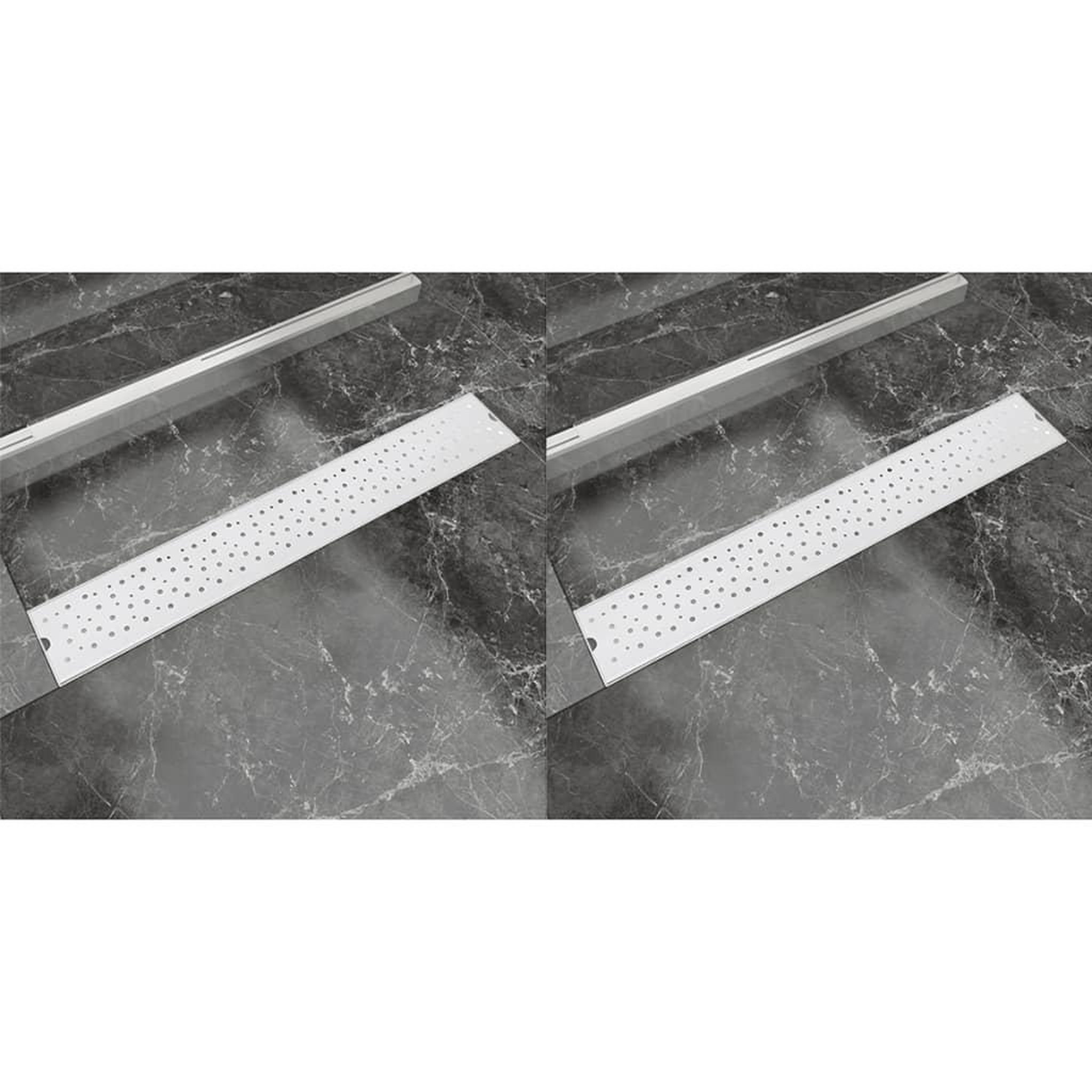 Voir la diapositive 1 : VIDAXL Drain de douche lineaire 2 pcs 730 x 140 mm Acier inoxydable