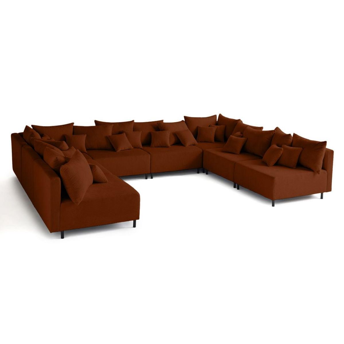 LISA DESIGN Edinburg - canapé modulable panoramique 8 places - en velours côtelé