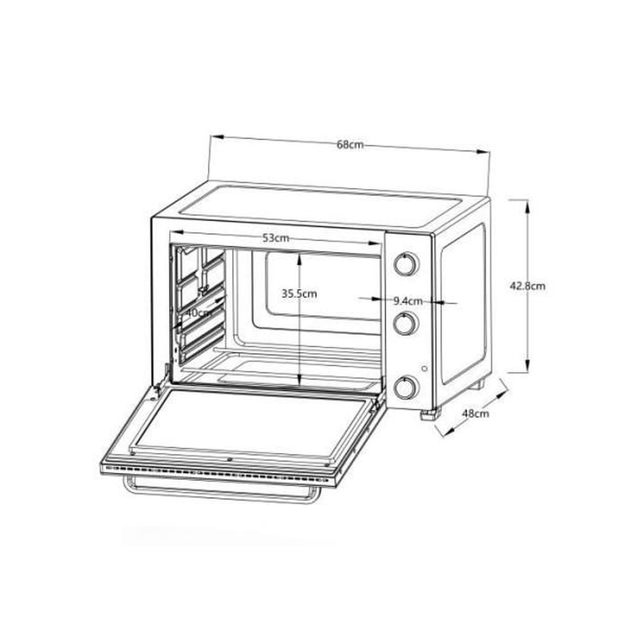 Voir la diapositive 5 : CONTINENTAL EDISON Mini Four Electrique  -Chaleur tournante- CONTINENTAL EDISON - CEMF80B - Noir - L68 x H42,8 x P 48 cm