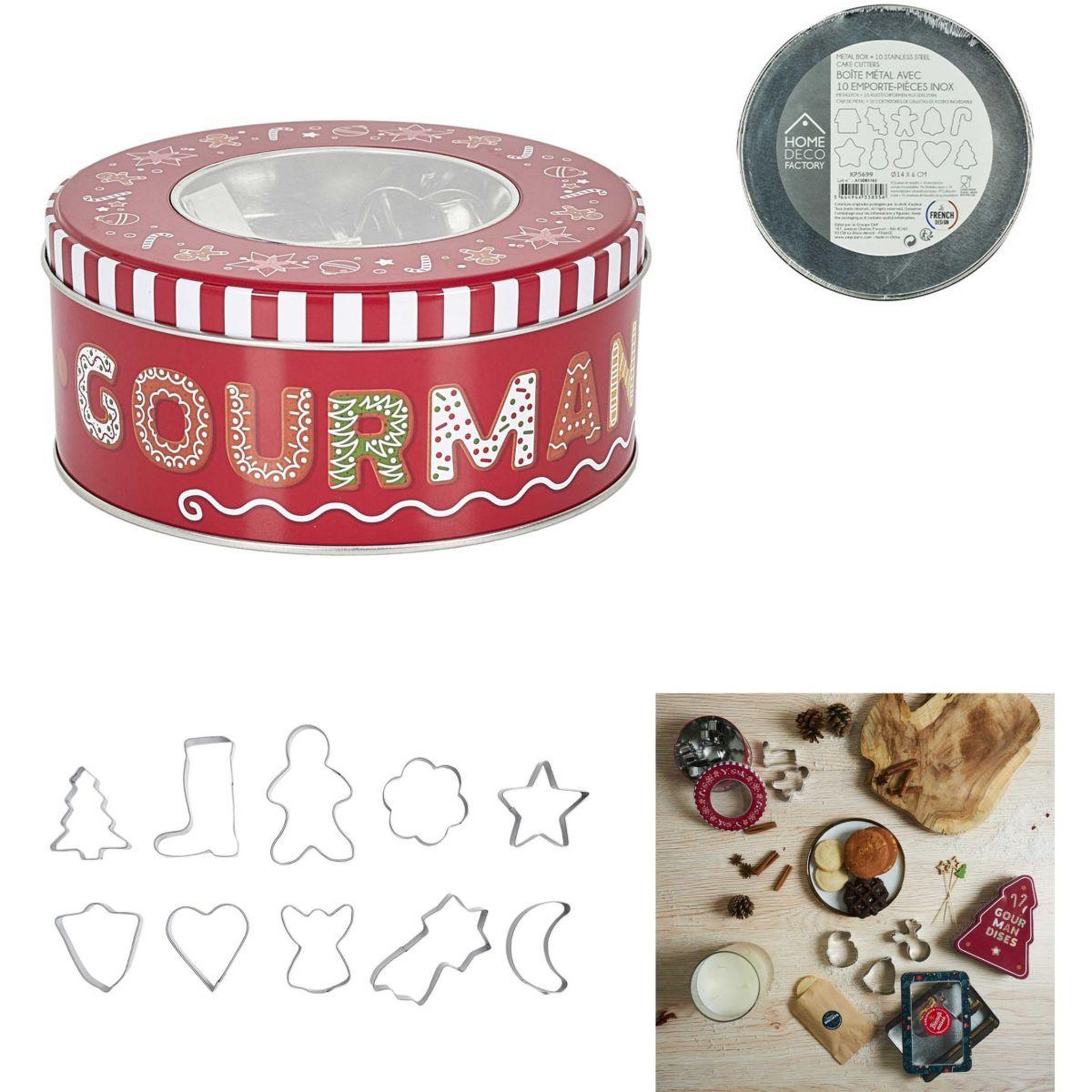 Voir la diapositive 2 : The Home Deco Factory Emporte pièces Noel x10 boite metal