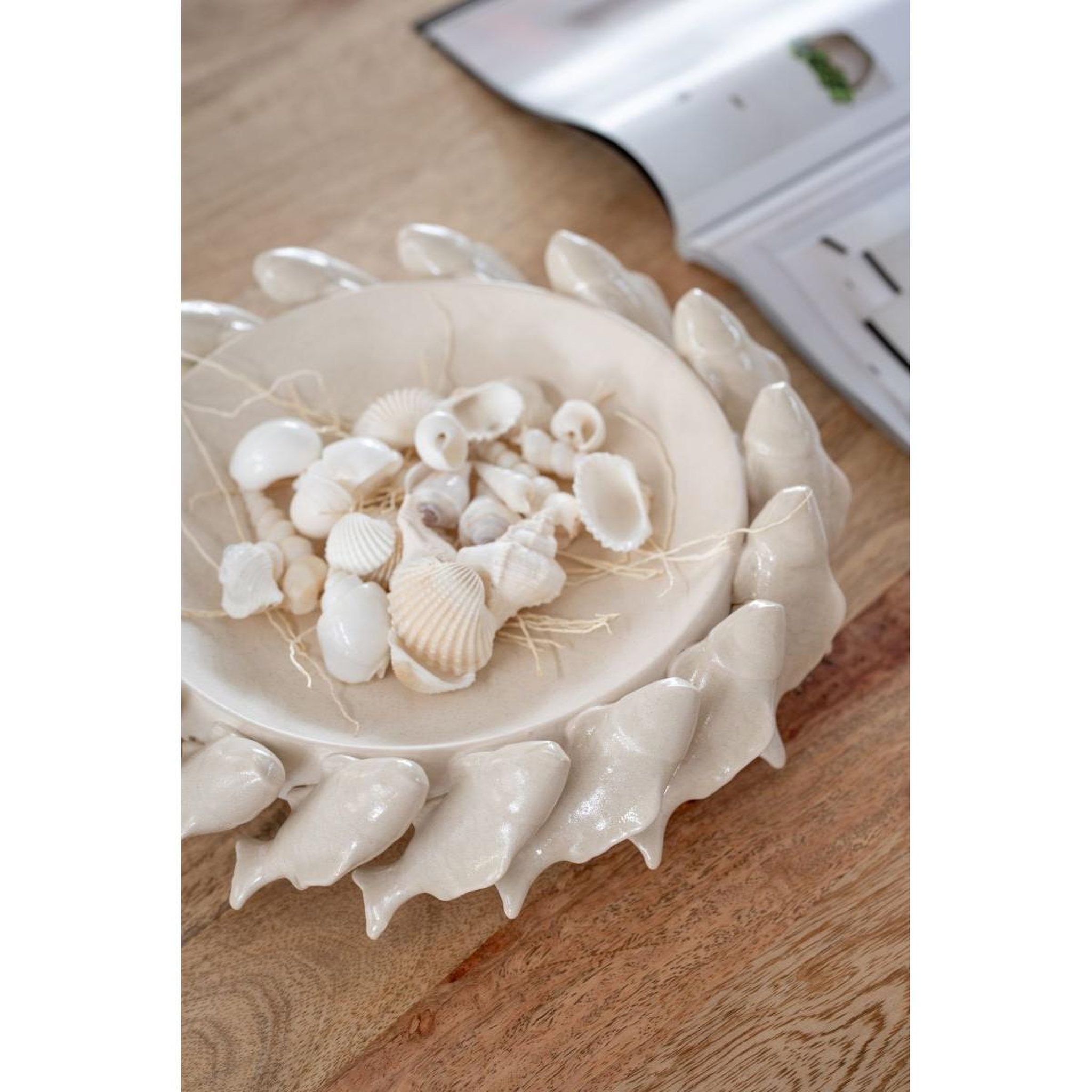 Voir la diapositive 3 : J-LINE Coupelle déco poisson  grey  32cm blanc cassé