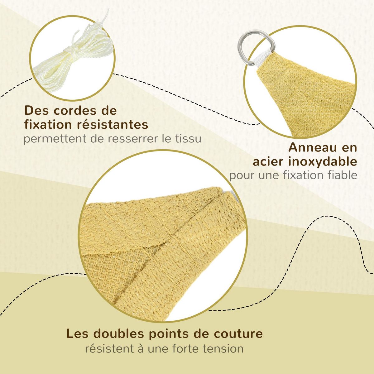 OUTSUNNY Voile d'ombrage rectangulaire 6L x 4l m HDPE beige