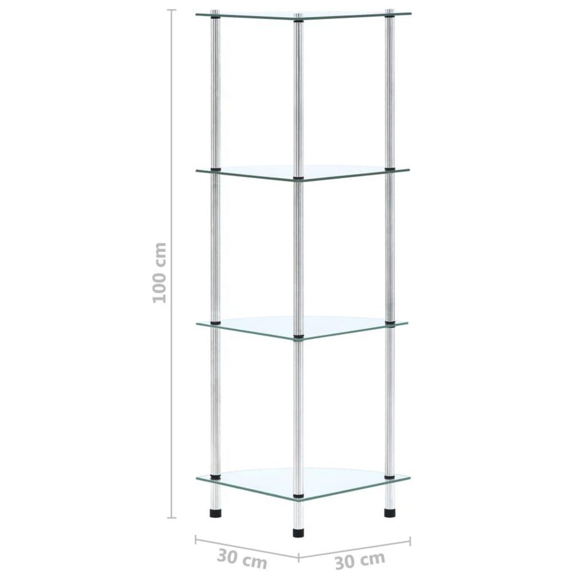 VIDAXL Etagere 4 niveaux Transparent 30x30x100 cm Verre trempe