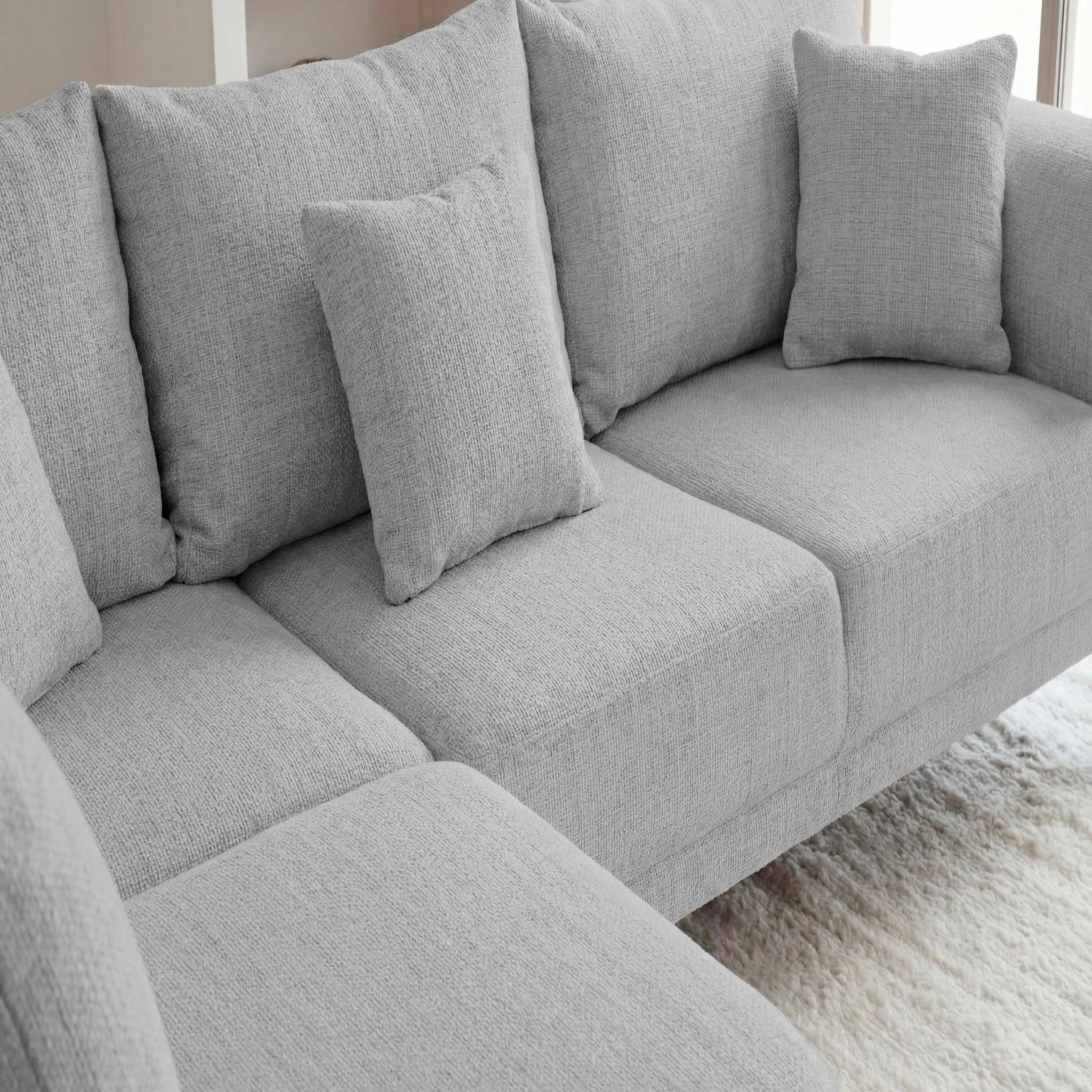 Voir la diapositive 4 : CASANOVA PARIS Bianca - canapé d'angle tissu chenille 4 places