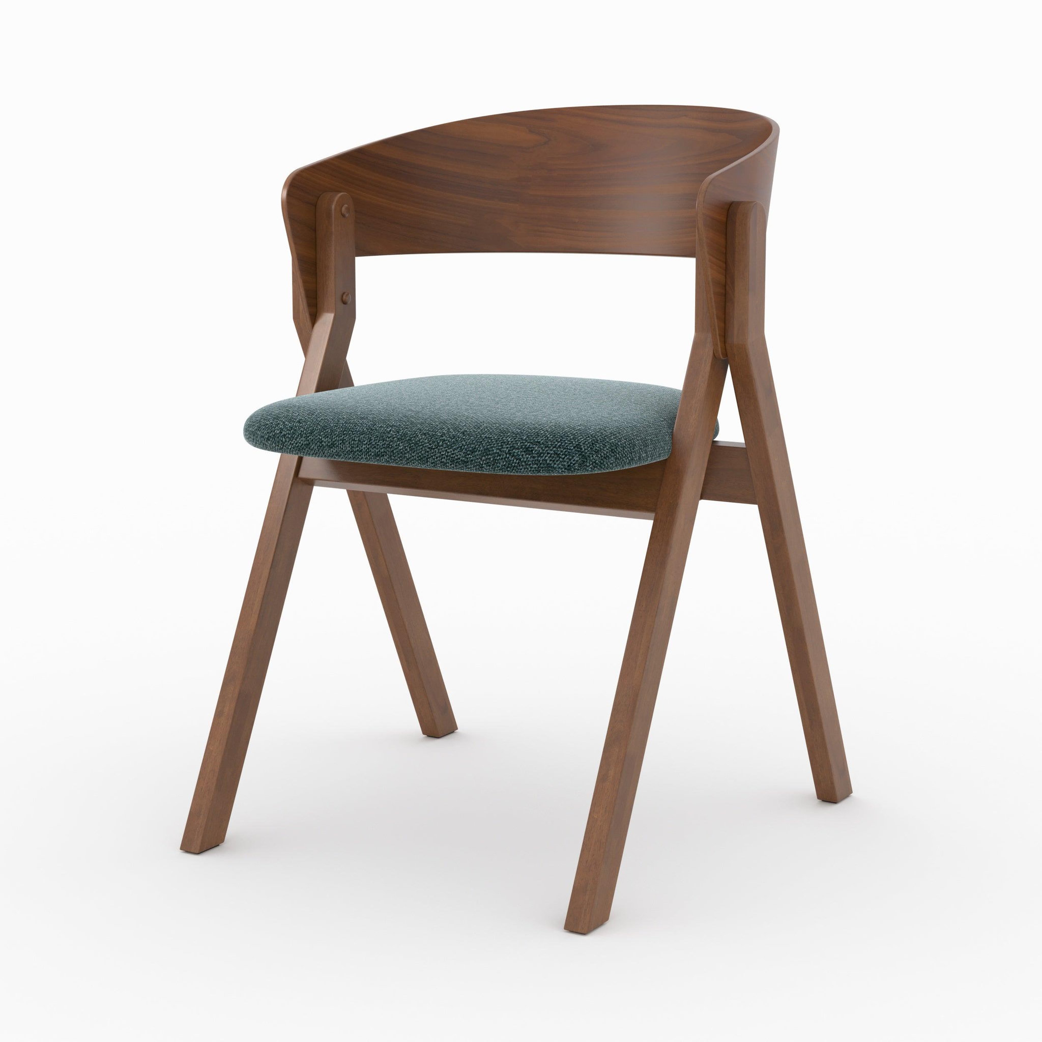 MAISON PAVANE Chaise en bois d'hévéa et tissu vert chiné-héloïse