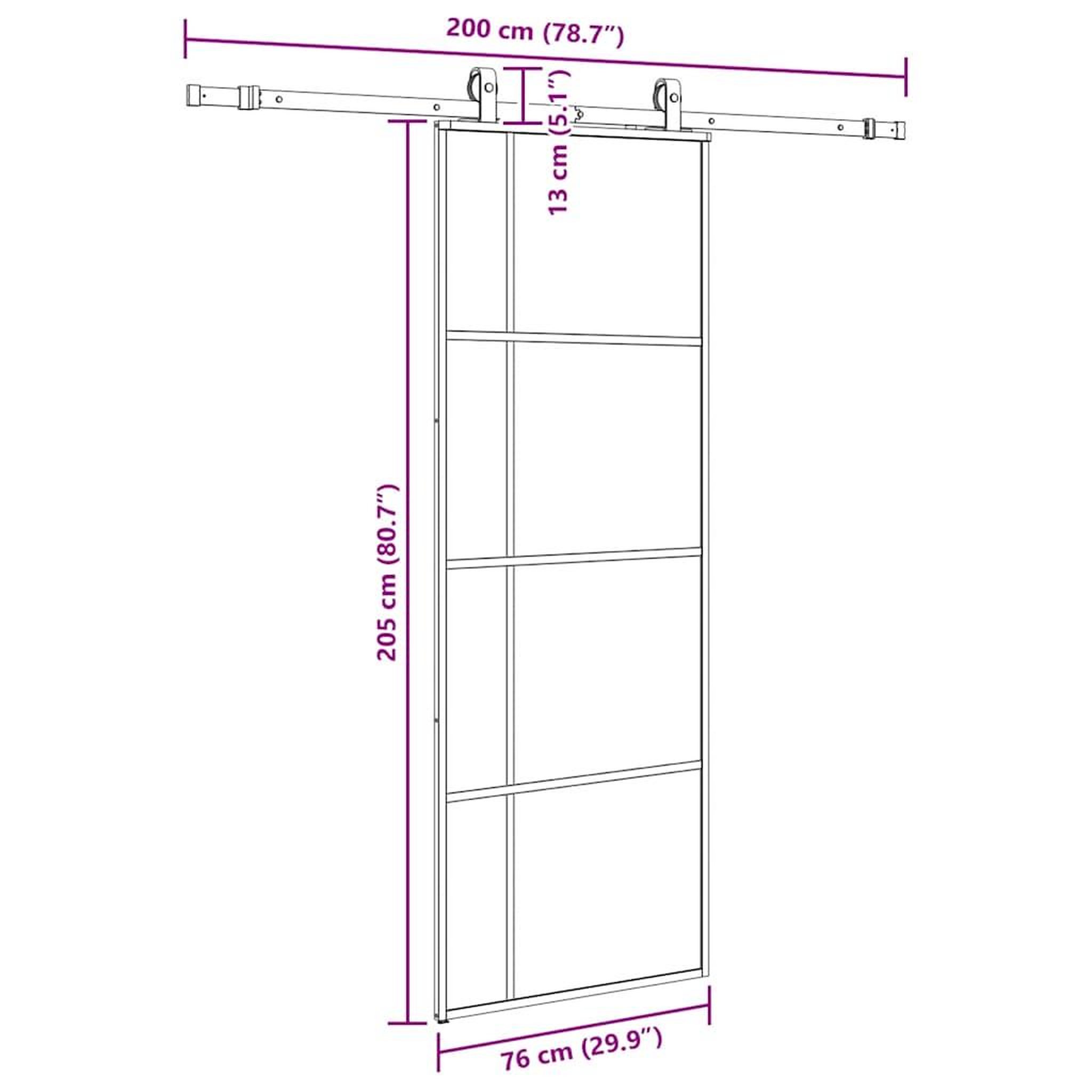 Voir la diapositive 6 : VIDAXL Porte coulissante kit de quincaillerie noir 76x205 cm verre ESG