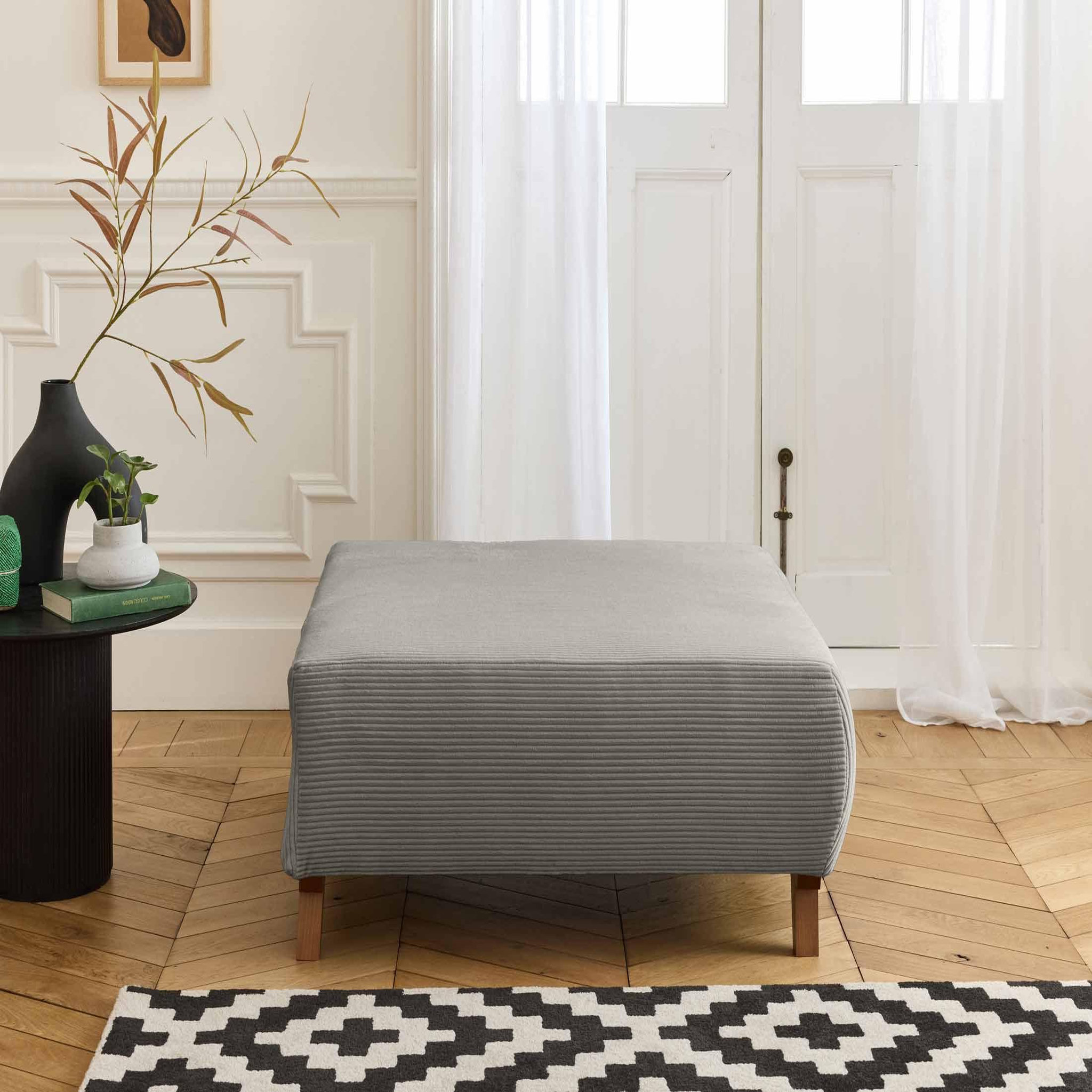 Voir la diapositive 2 : BEST MOBILIER Cristal - pouf modulable - 95 cm - en velours côtelé