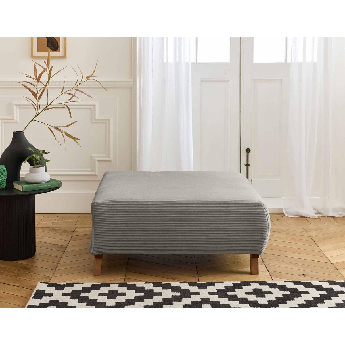 BEST MOBILIER Cristal - pouf modulable - 95 cm - en velours côtelé