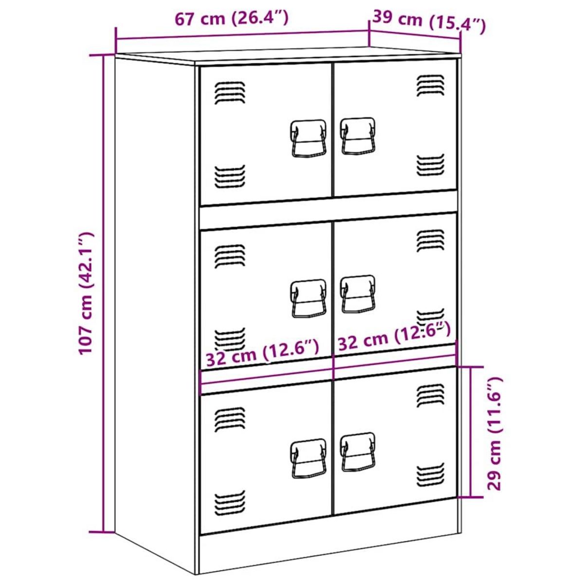 VIDAXL Buffet blanc 67x39x107 cm acier