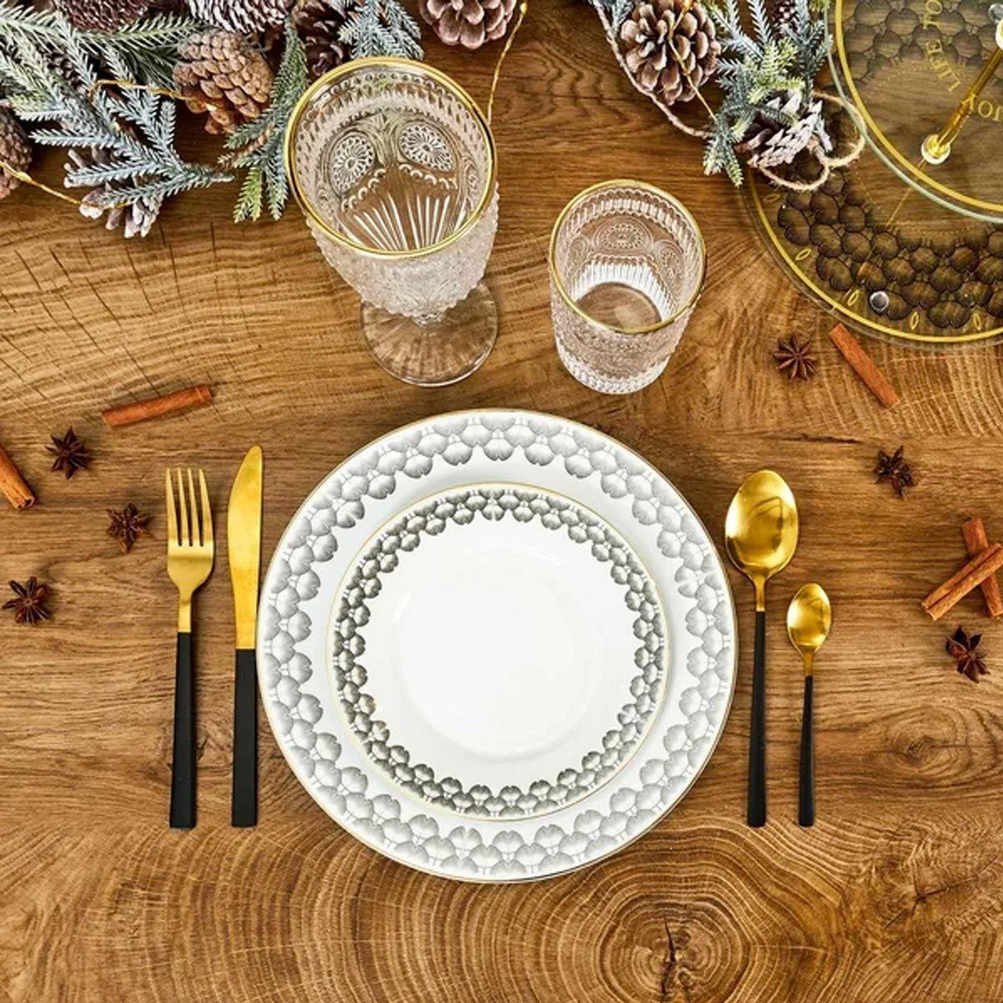 Voir la diapositive 3 : The Home Deco Factory Service de table 12 pièces  ginkolo  27cm blanc
