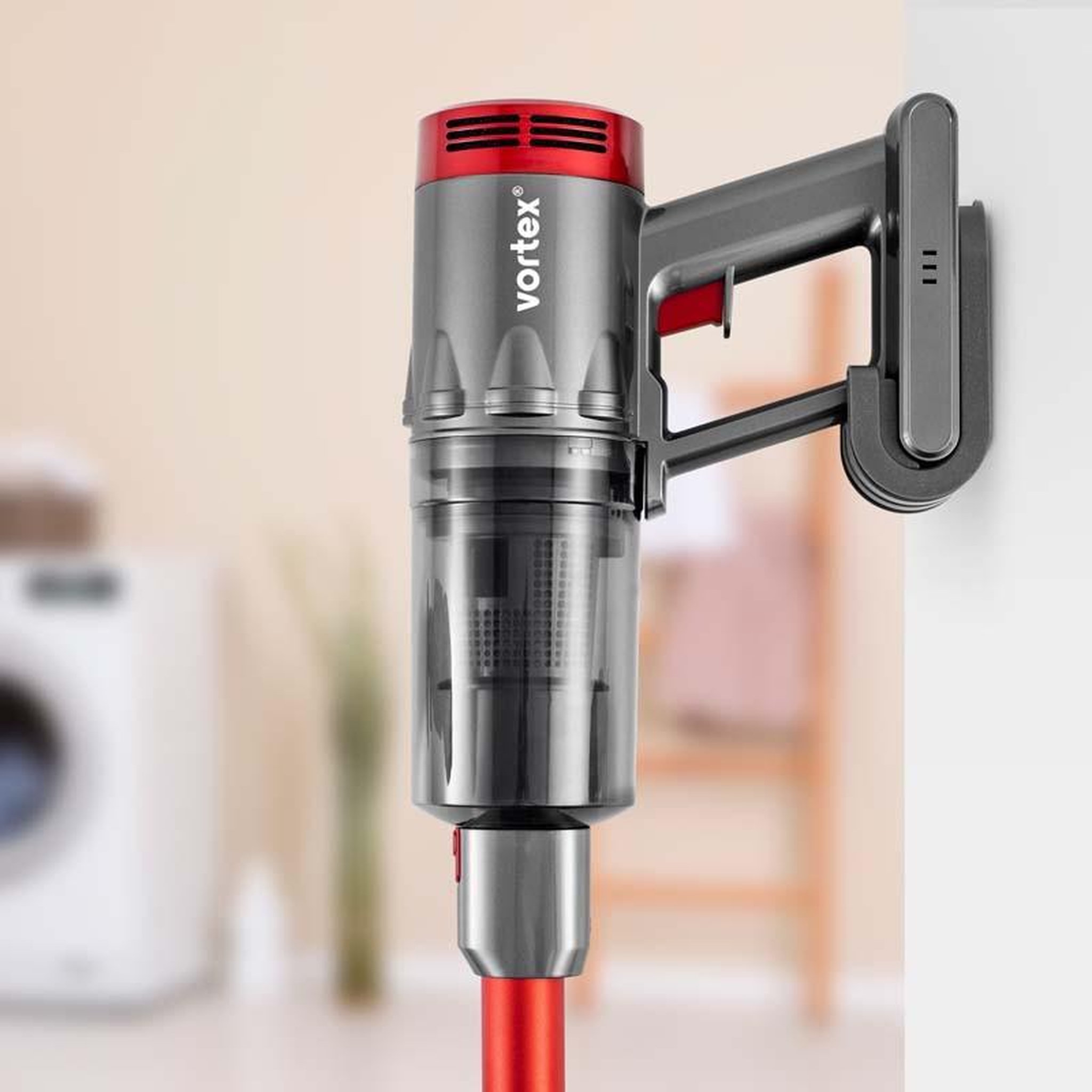 Voir la diapositive 5 : VORTEX Vortex - aspirateur balai cyclonique 2 en 1 - 130w - filtre hepa - autonomie(35min) - lumière led - indicateur de batterie